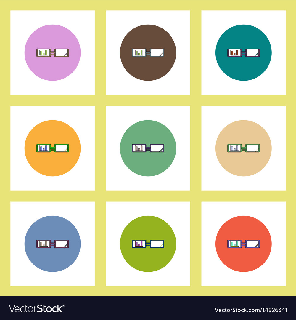 Flat icons set of column chart and spectacles