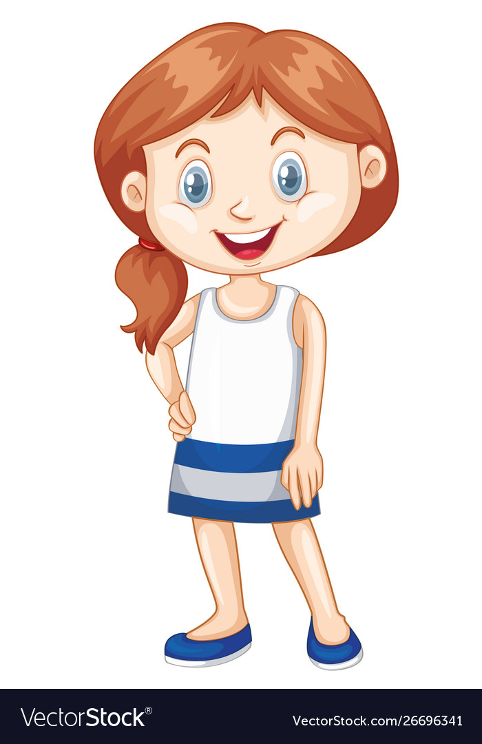 Girl With Happy Smile On White Background Vector Image