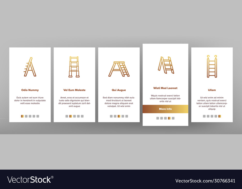 Ladder and staircase onboarding icons set Vector Image Ladder and staircase onboarding icons set