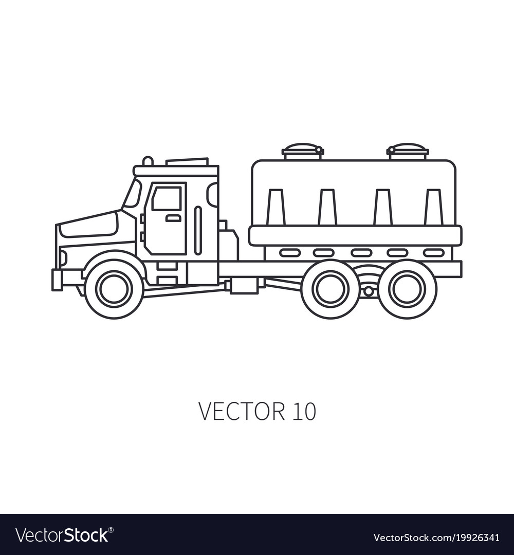 Line flat icon construction machinery truck