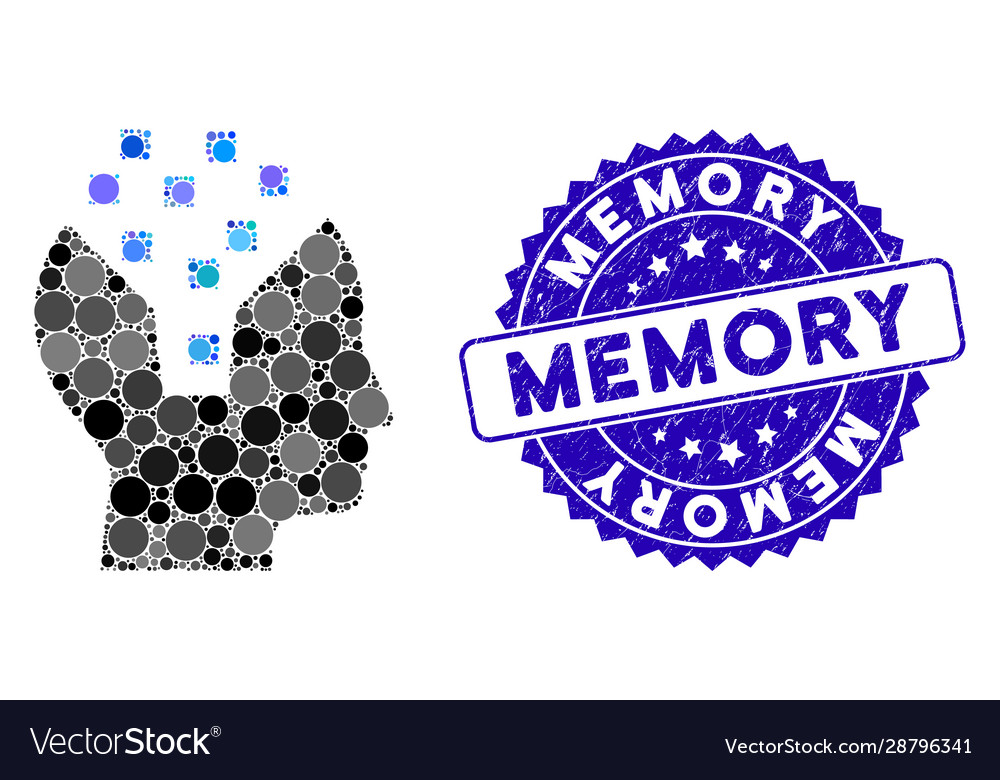 Mosaic human memory icon with textured vector image Mosaic human memory icon with textured