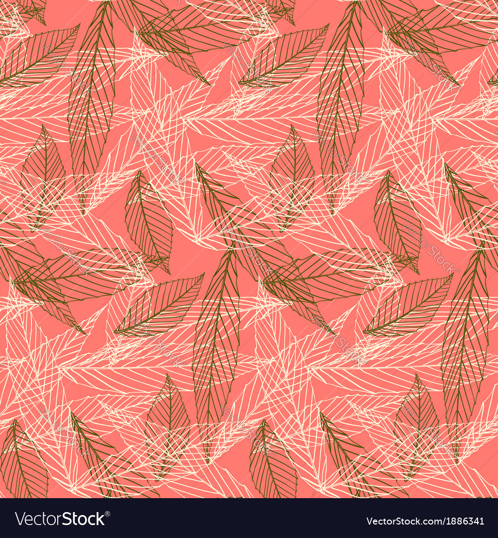 Organic pattern with leafs drawn in thin lines