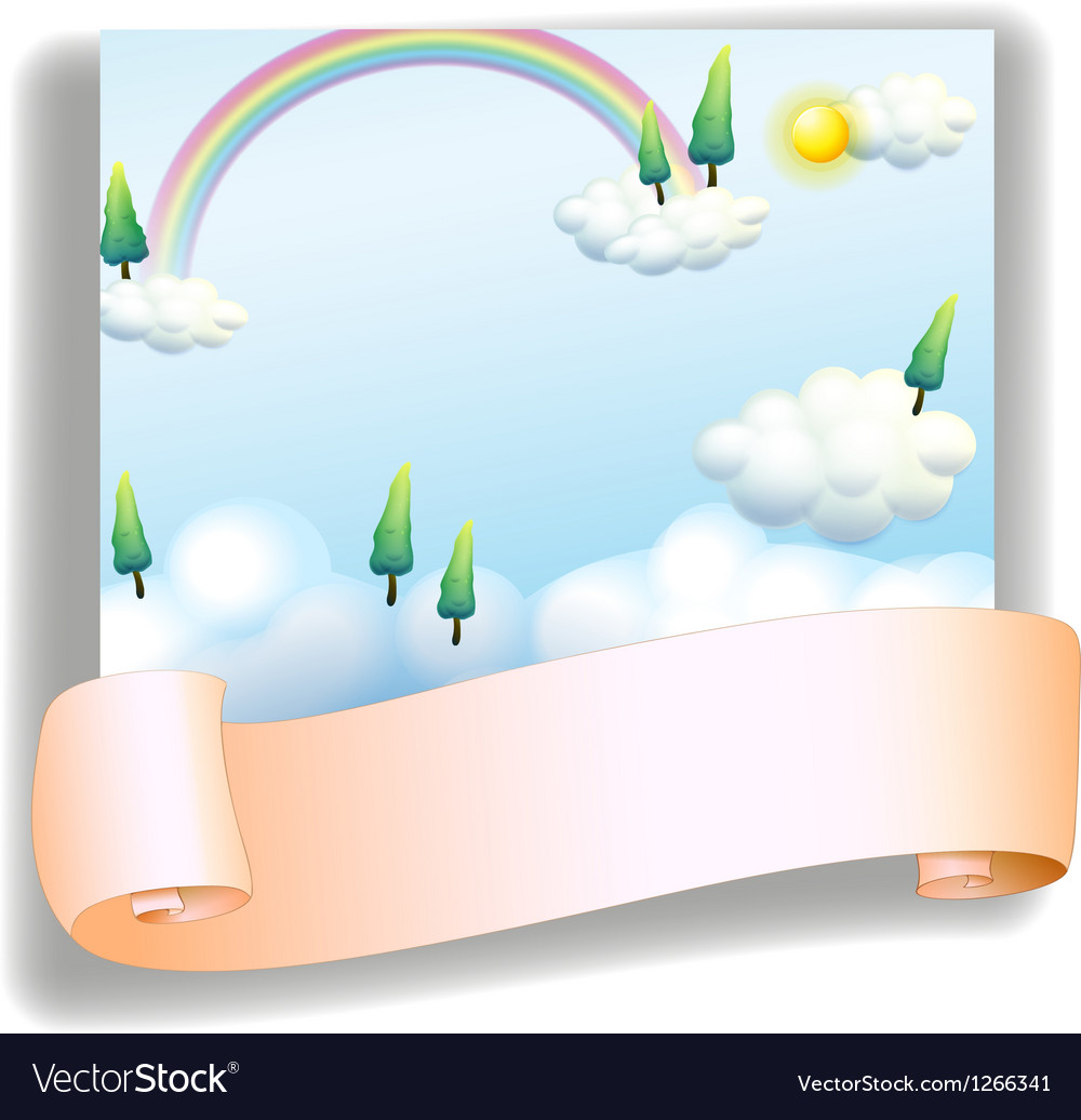 pine trees in the sky and the empty template vector image