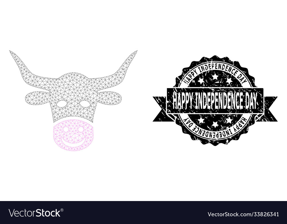 Textured happy independence day ribbon stamp