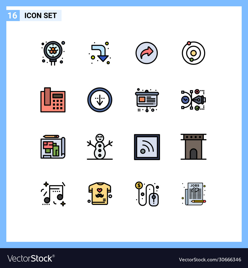 16 user interface flat color filled line pack