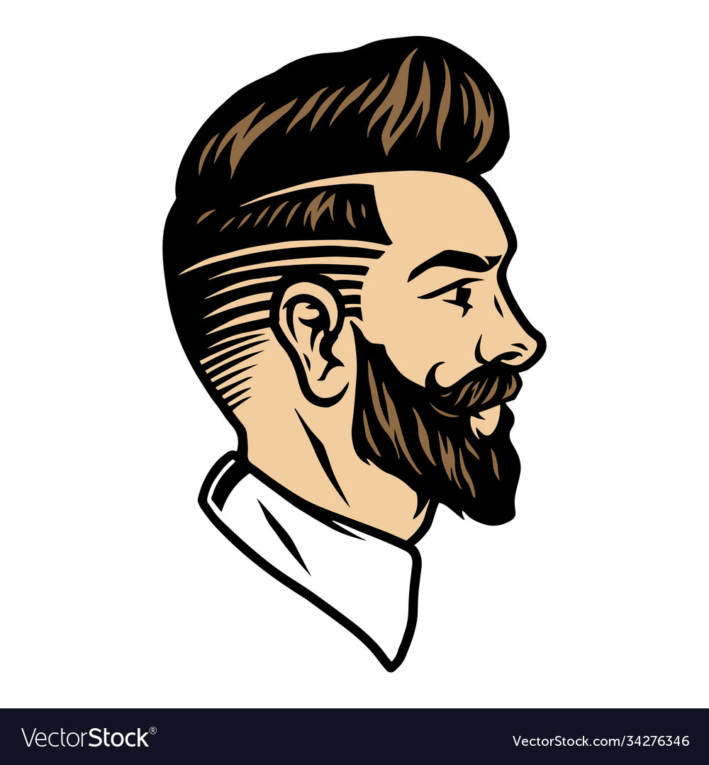 Bearded man with trendy hairstyle concept Vector Image