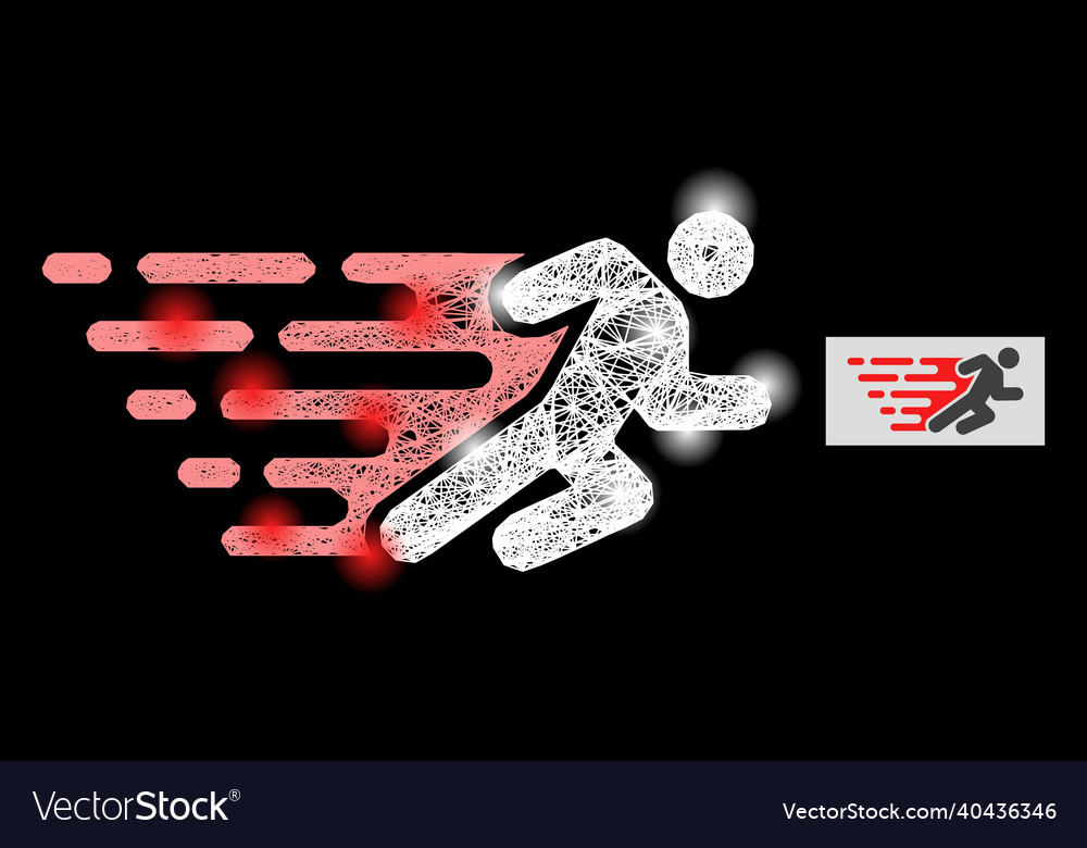 Bright irregular mesh running man with glare spots vector image Bright irregular mesh running man with glare spots