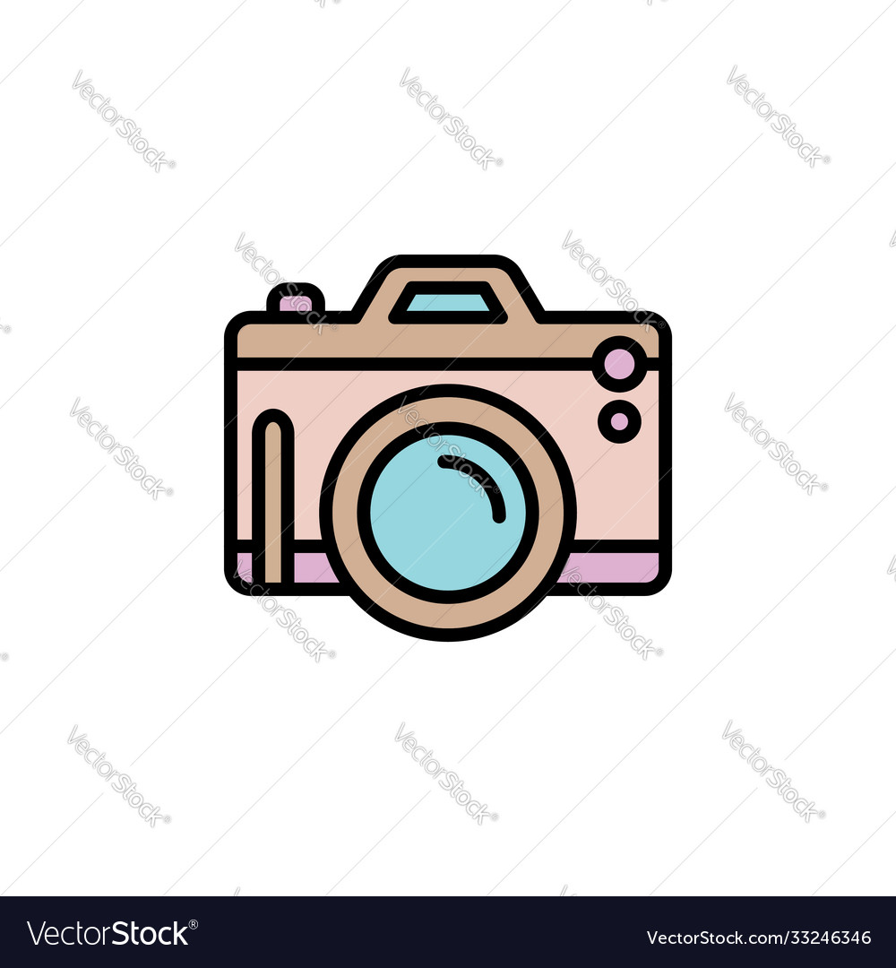 Camera photography color icon thin line linear