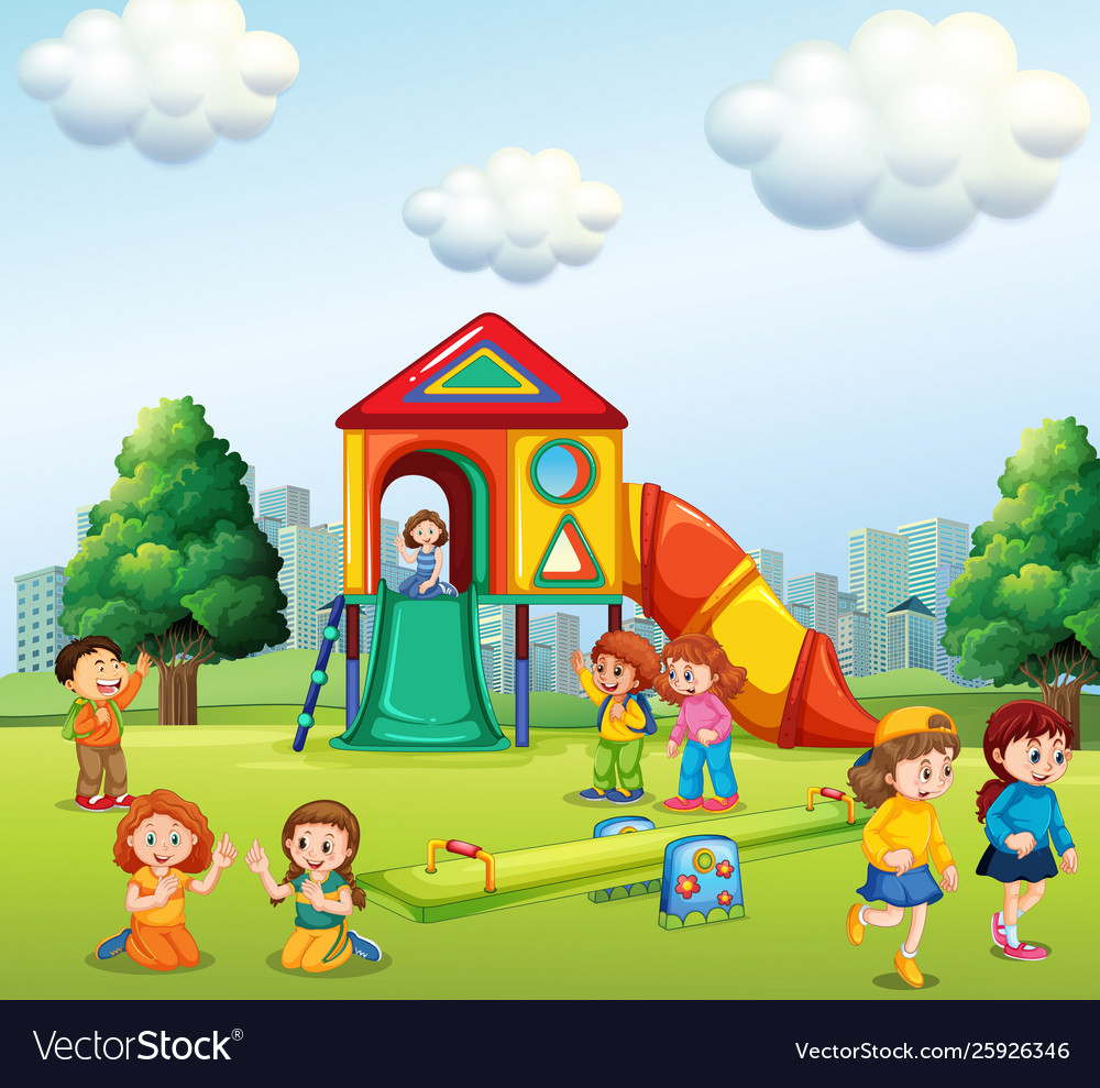 Children playing at playground Royalty Free Vector Image