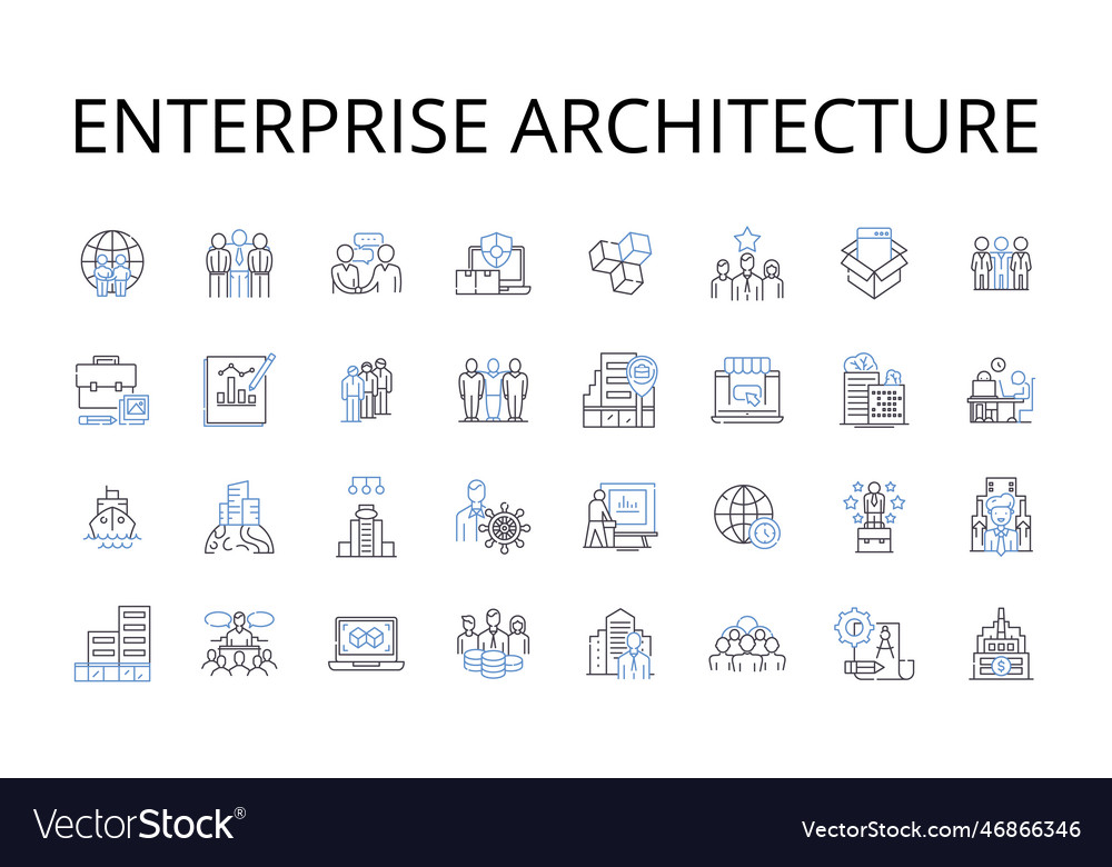 Enterprise architecture line icons collection vector image Enterprise architecture line icons collection