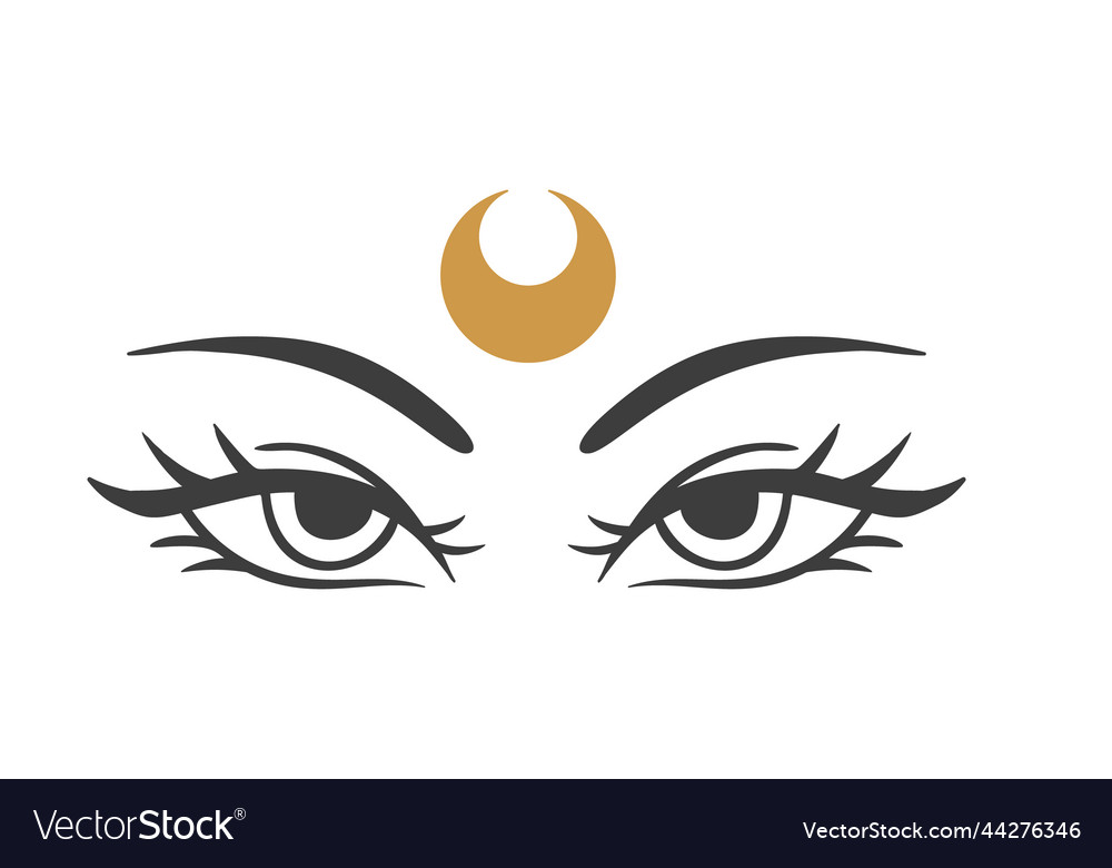 Eye moon witch in boho style gold Royalty Free Vector Image