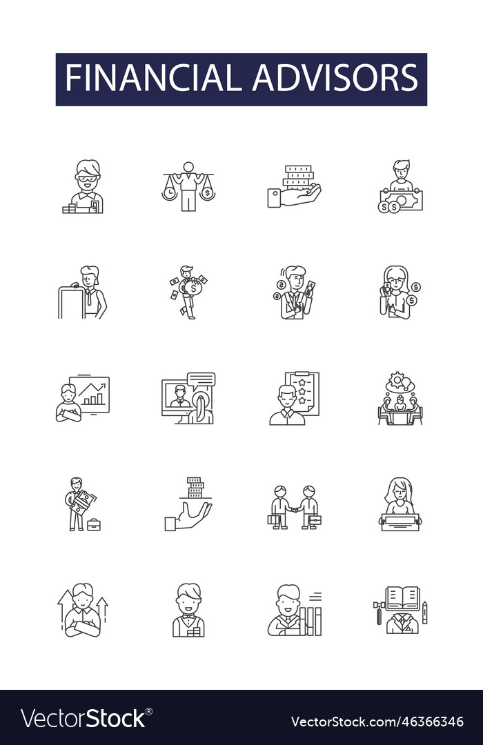 Financial advisors line icons and signs