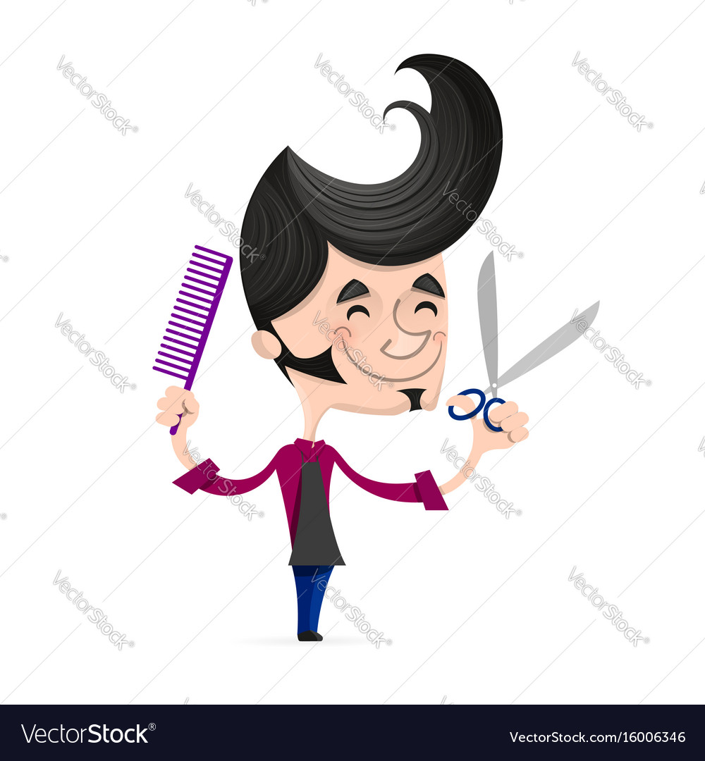 Hipster Barber with Scissors and Comb