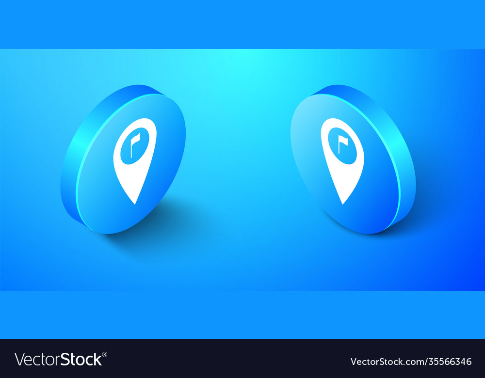 Isometric map pointer with golf flag icon isolated vector image Isometric map pointer with golf flag icon isolated