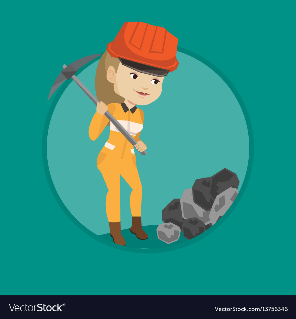 Miner working with pickaxe