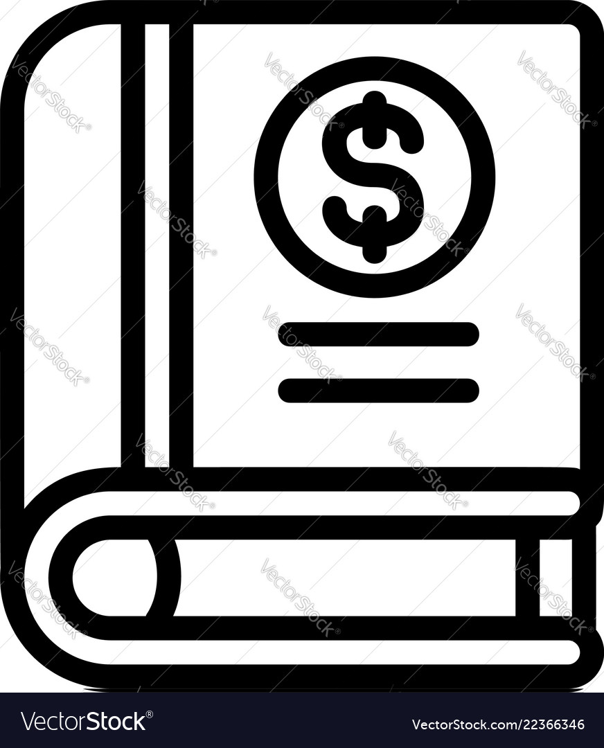 Money book icon outline style Royalty Free Vector Image