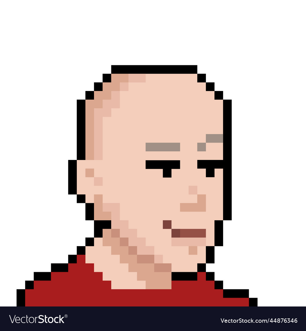 Monk mit kahlkopf in pixel style nft concept