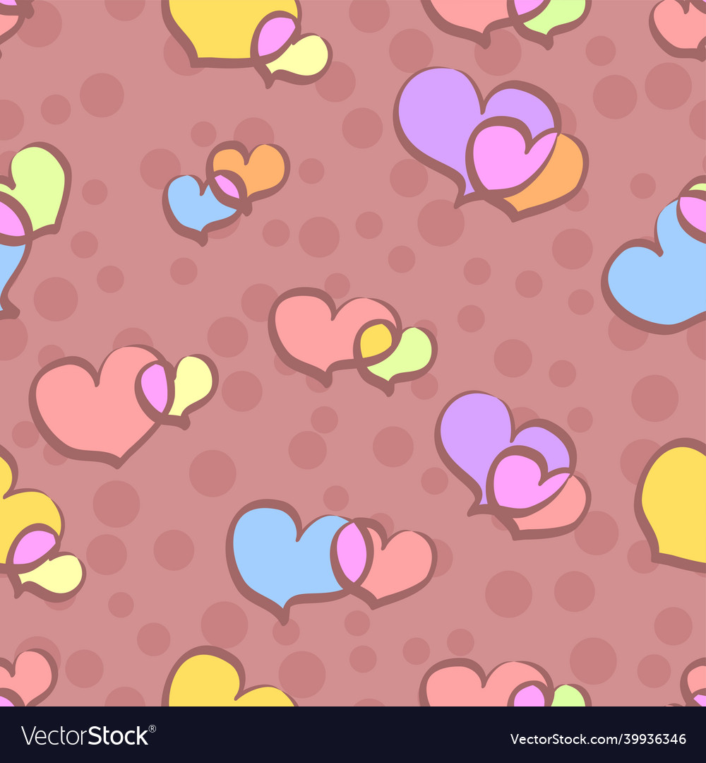 Multicolor two hearts repeat pattern vector image Multicolor two hearts repeat pattern