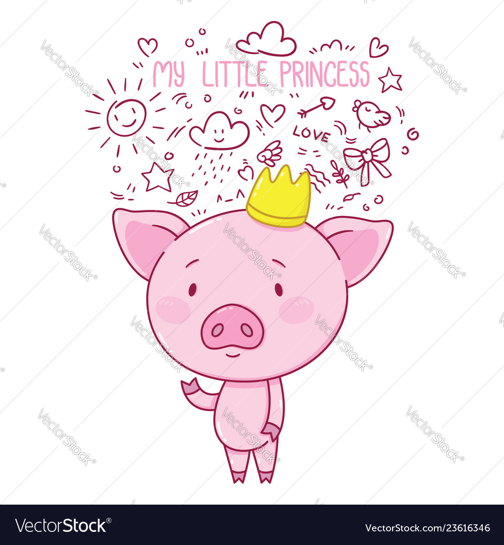 My little princess cute piggy in crown