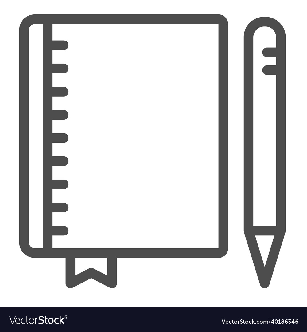 Notebook and pen copybook drawing block notepad vector image Notebook and pen copybook drawing block notepad