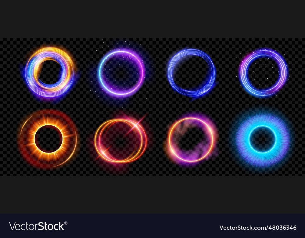 Optical halo flares with neon light effect Vector Image