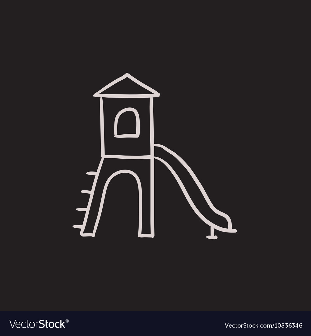 Playground with slide sketch icon