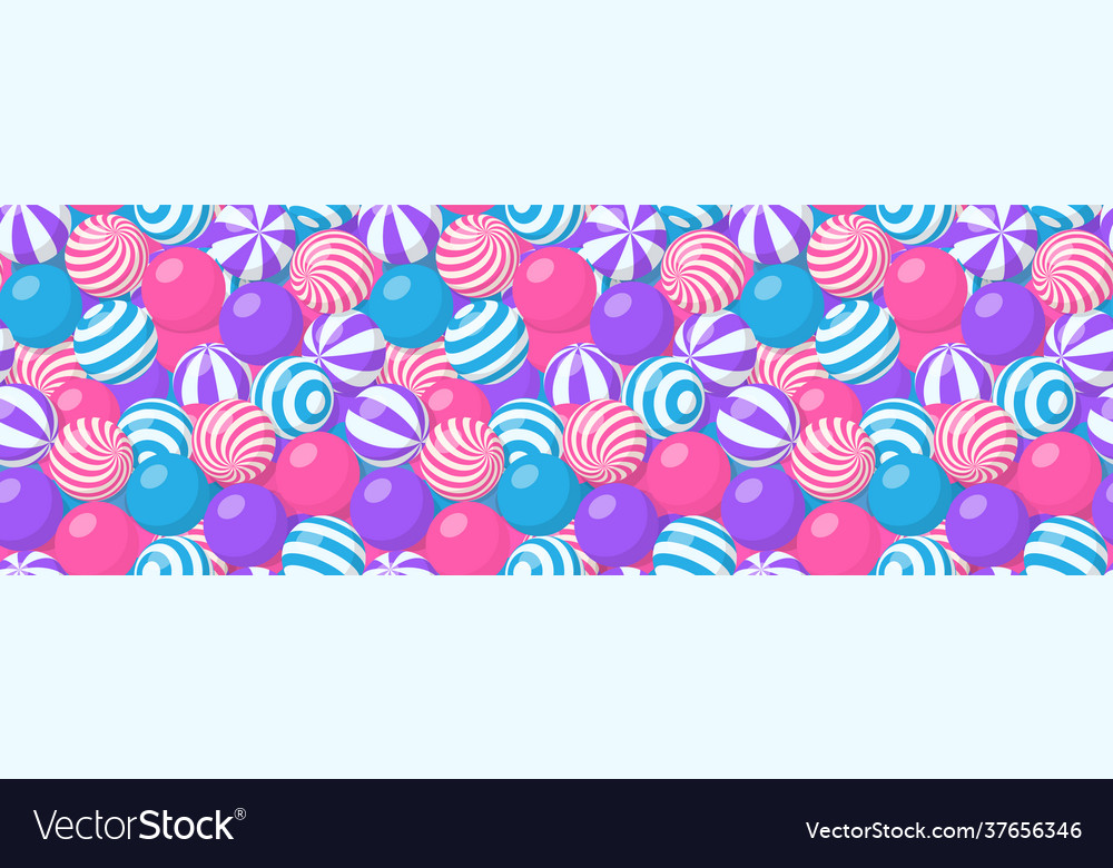 Seamless pattern with pile striped balls