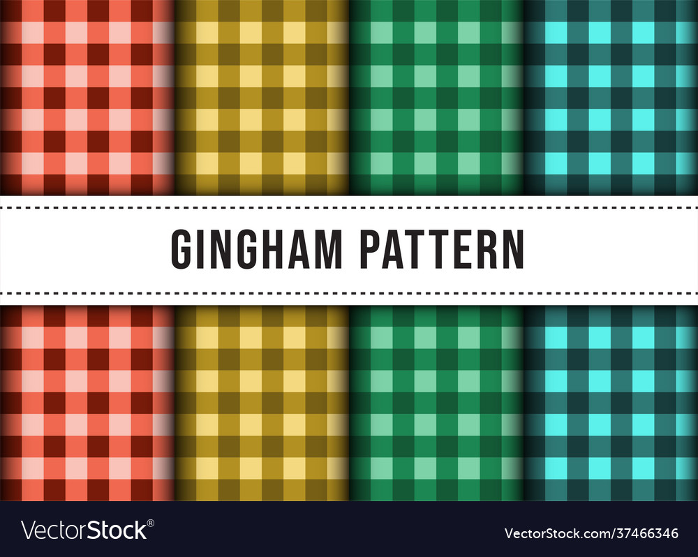 Set collection checkered gingham pattern vector image Set collection checkered gingham pattern