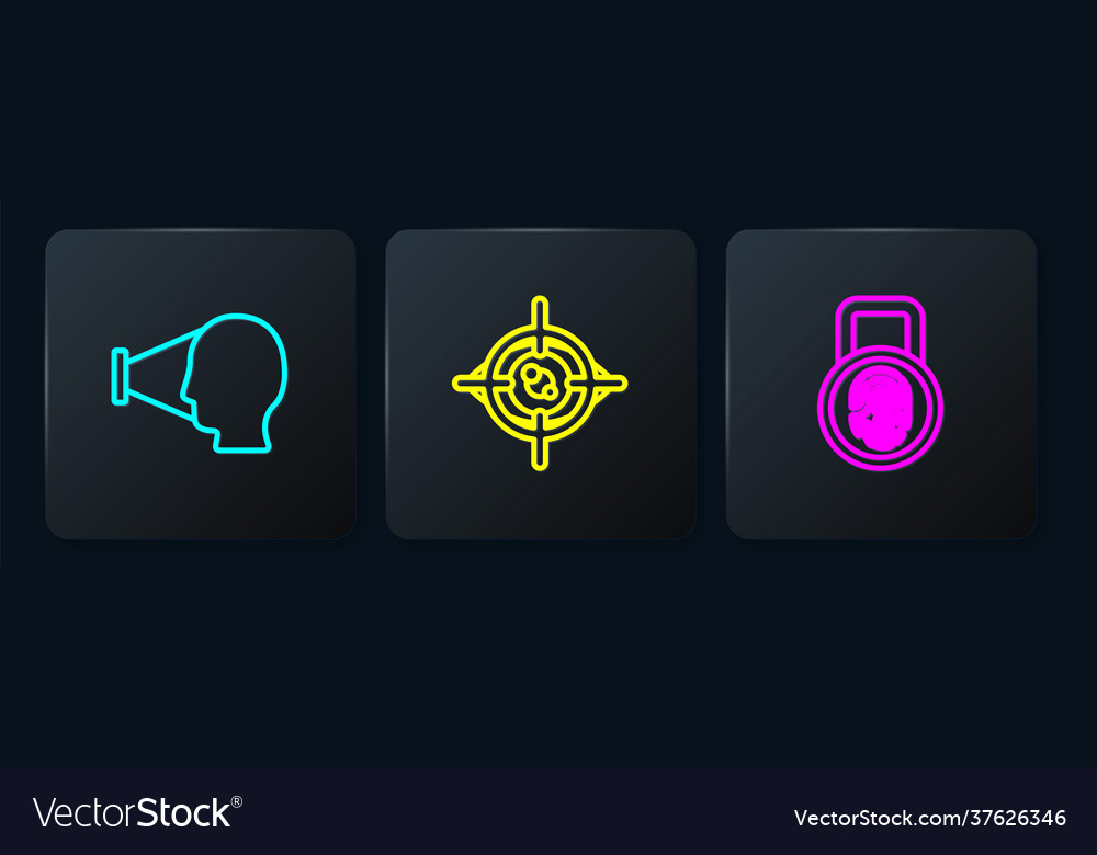 Set line face recognition fingerprint with lock vector image Set line face recognition fingerprint with lock