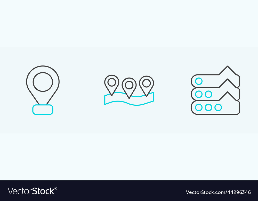 Set line graph chart diagram location and icon
