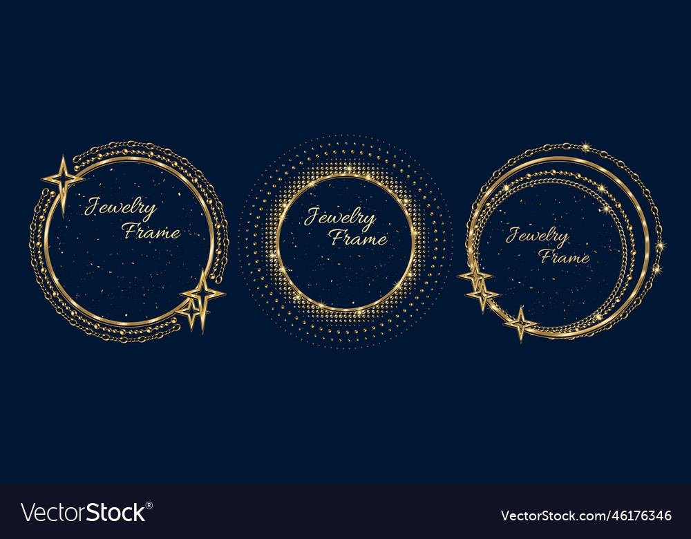 Set of golden frames with chains copy space Vector Image Set of golden frames with chains copy space