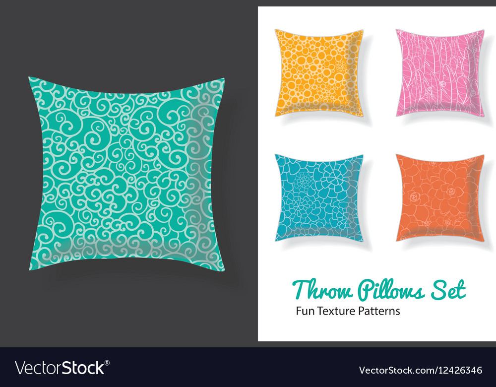 Set of throw pillows in matching unique natural