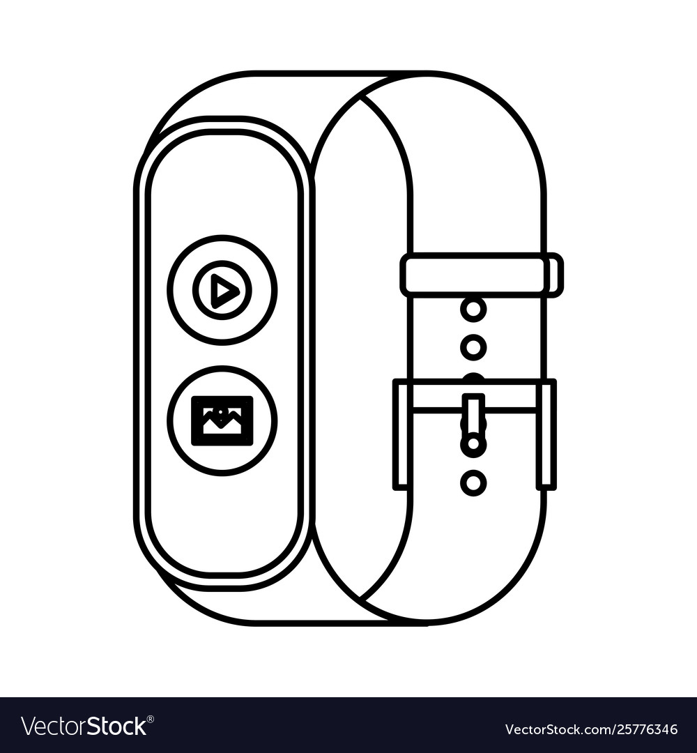 Smartwatch with media player button and picture vector image Smartwatch with media player button and picture
