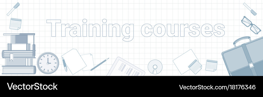 Training courses word on squared background Vector Image