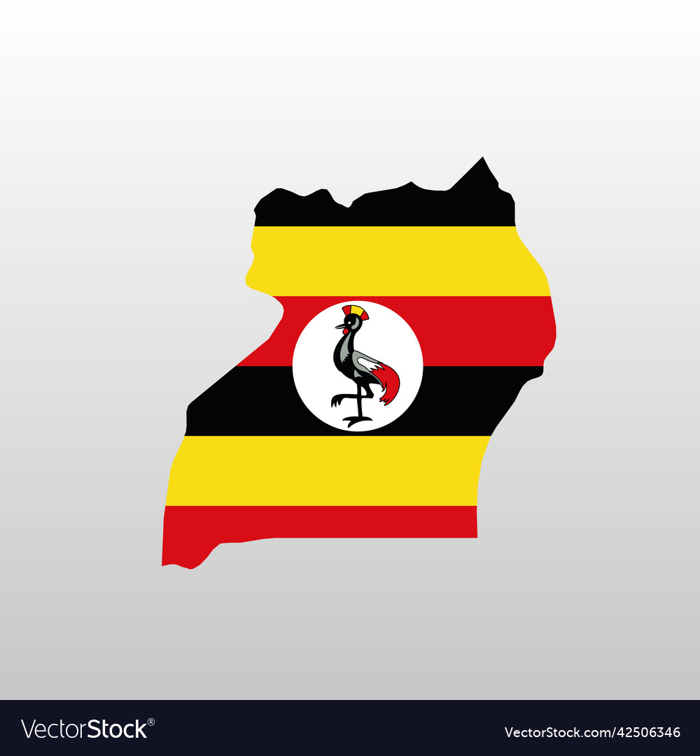 Uganda national flag in country map silhouette