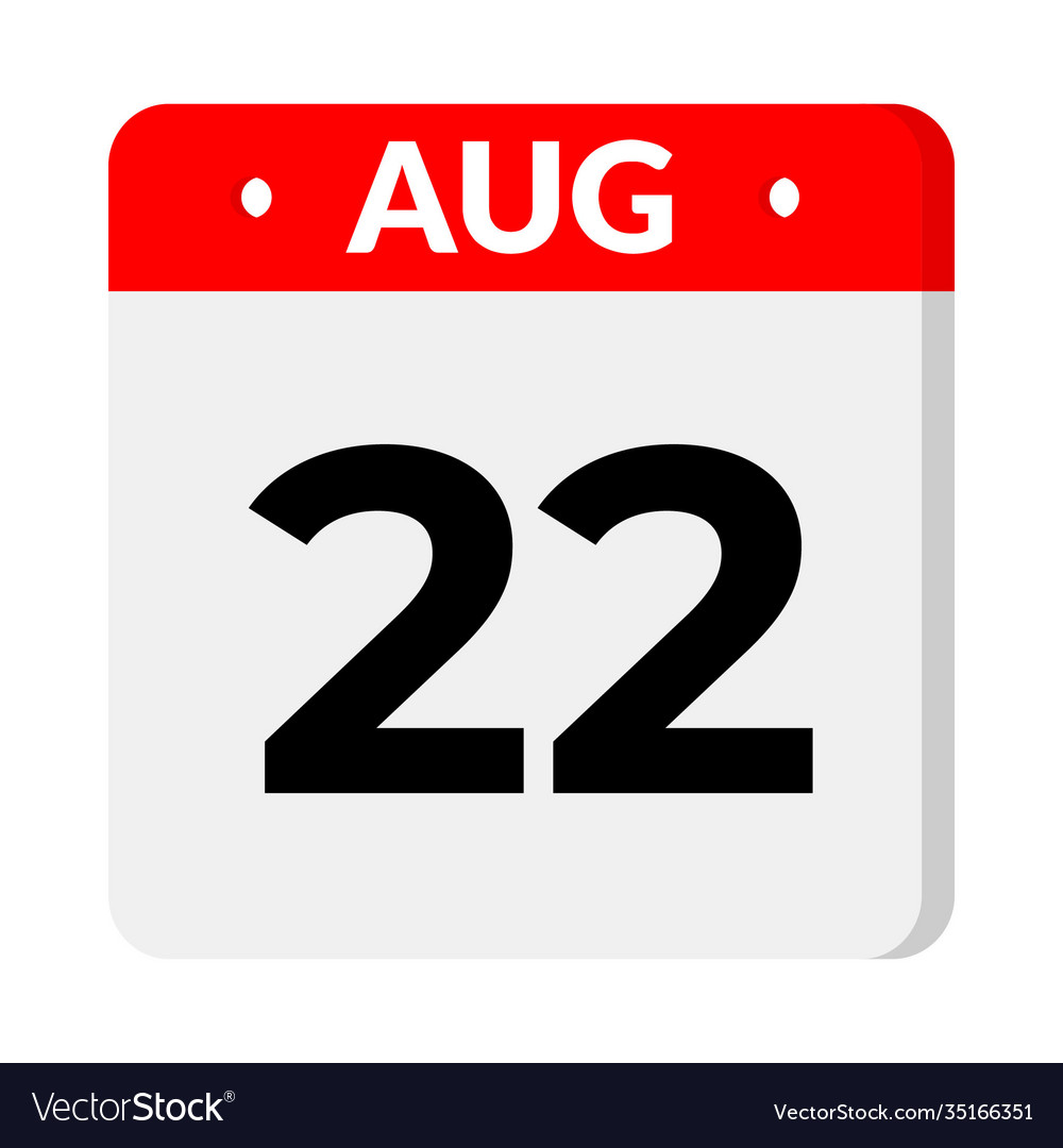 22 august calendar icon Royalty Free Vector Image