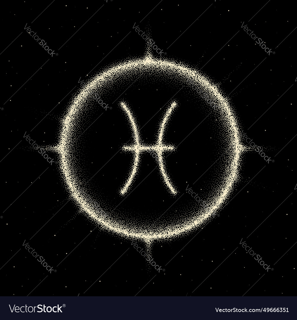 Astrology zodiac sign of pisces in retro dotwork vector image Astrology zodiac sign of pisces in retro dotwork