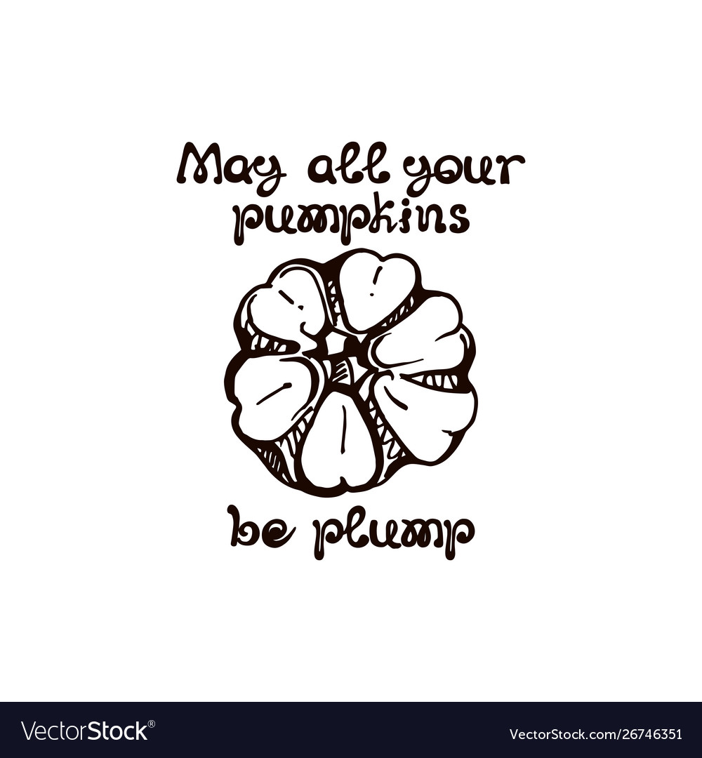 Autumn hand drawn pumpkin with lettering isolated vector image Autumn hand drawn pumpkin with lettering isolated