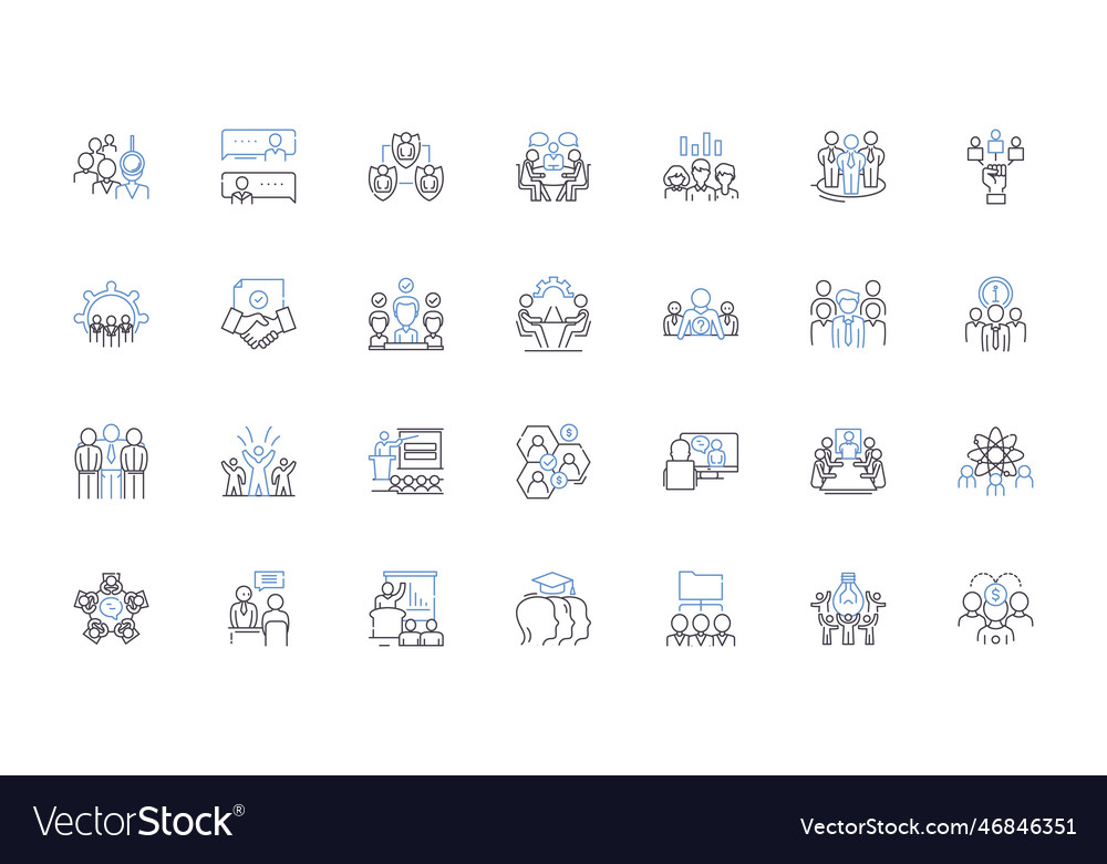 Contract discussion line icons collection