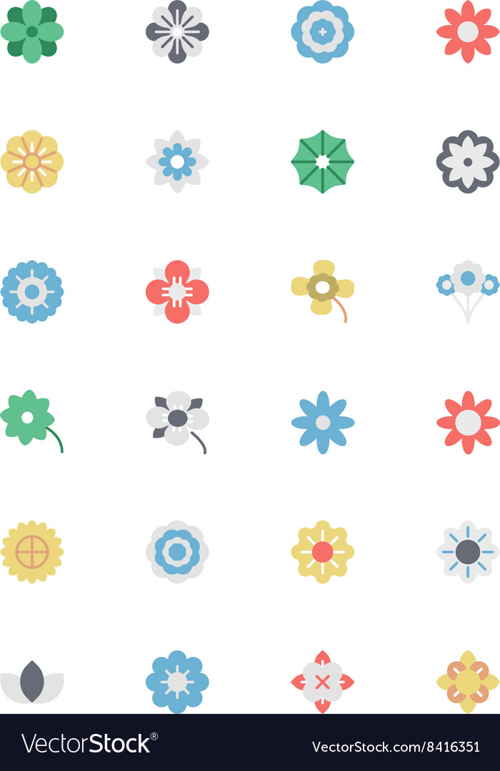 Flowers and floral colored icons 1