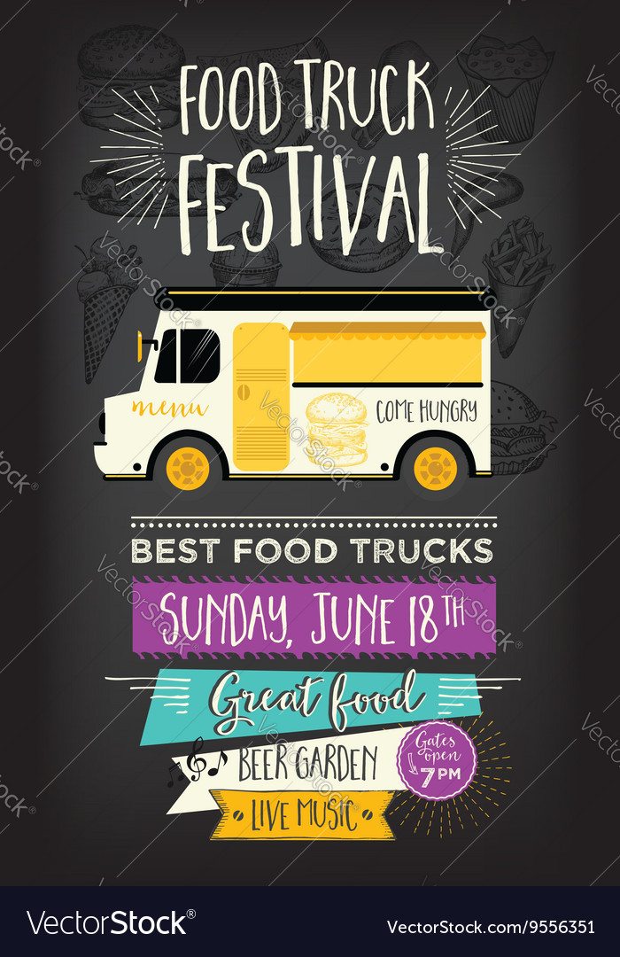 food truck party invitation food menu template vector image