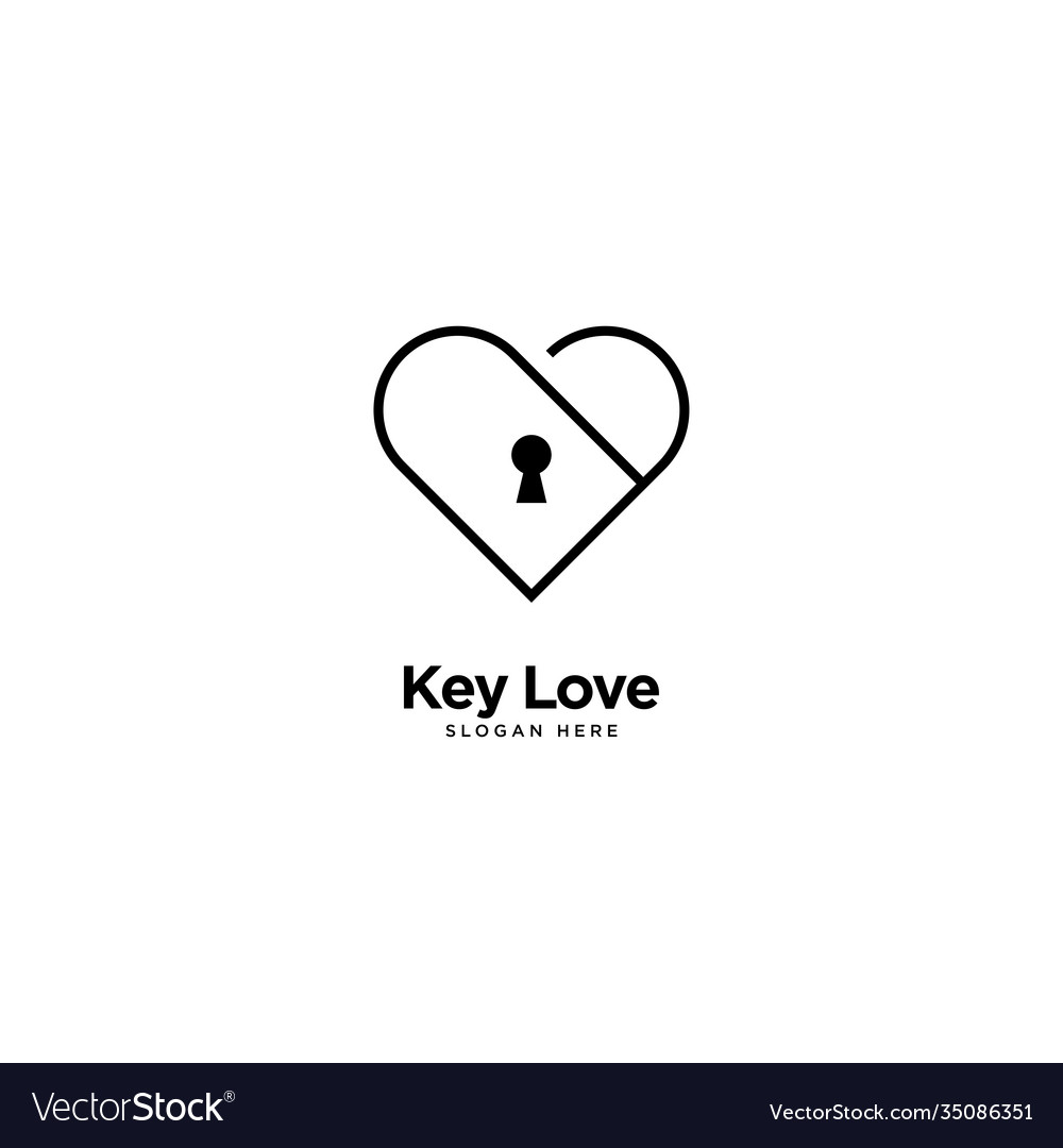 Key love logo outline monoline