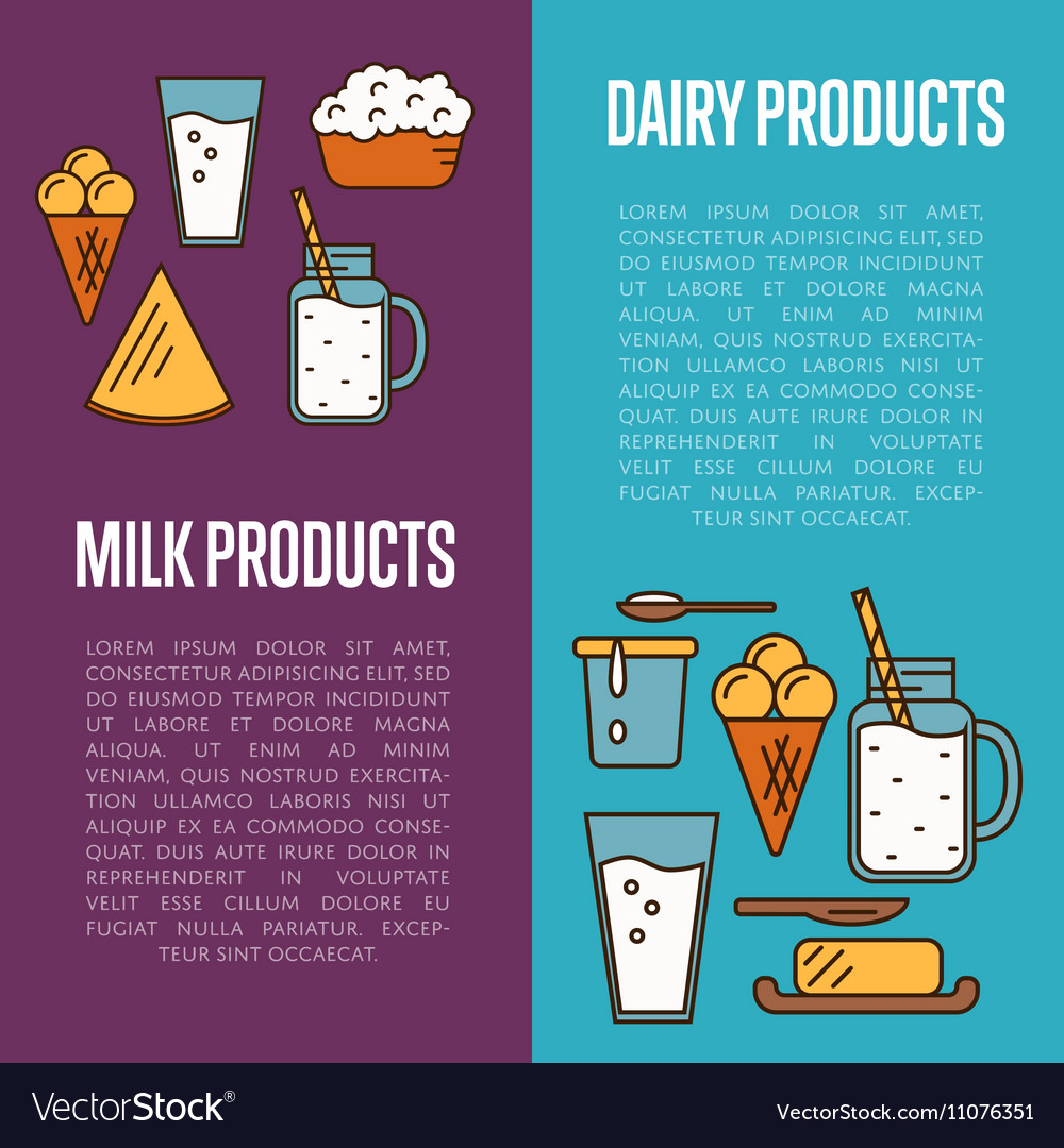 Milk products vertical flyers set Royalty Free Vector Image