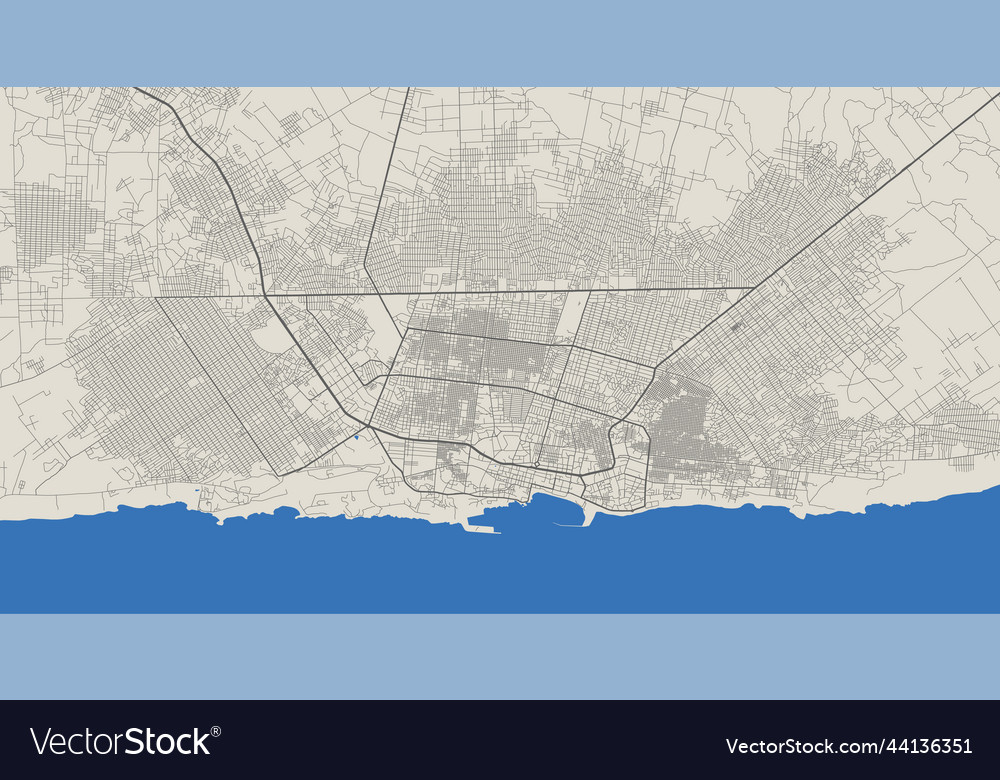 Mogadishu Map Detailed Of City Royalty Free Vector Image