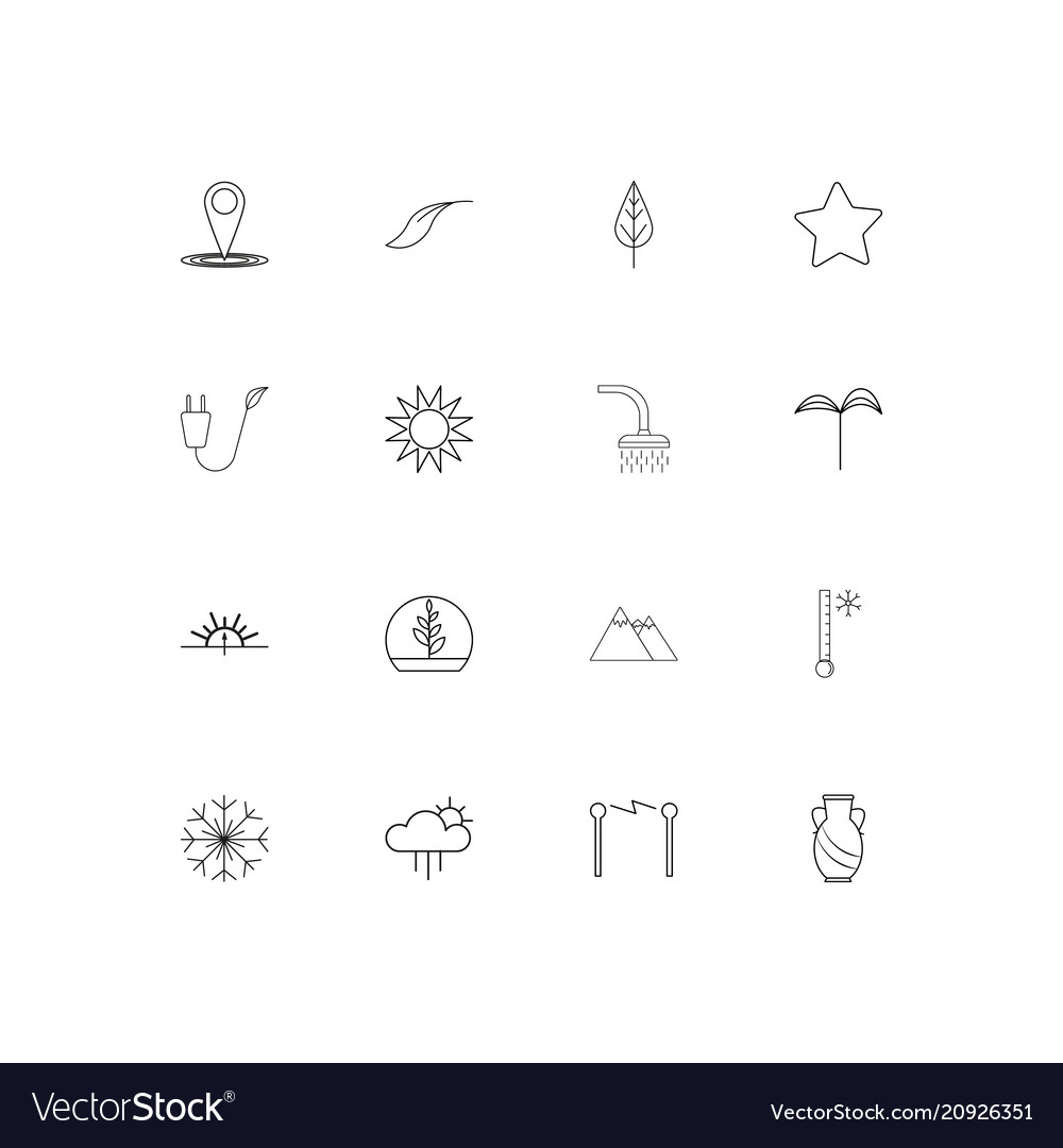 Nature linear thin icons set outlined simple