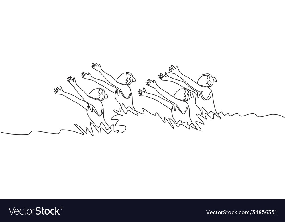 Eine einzige Linie die junge Schönheit Frauen vector image Eine einzige Linie die junge Schönheit Frauen