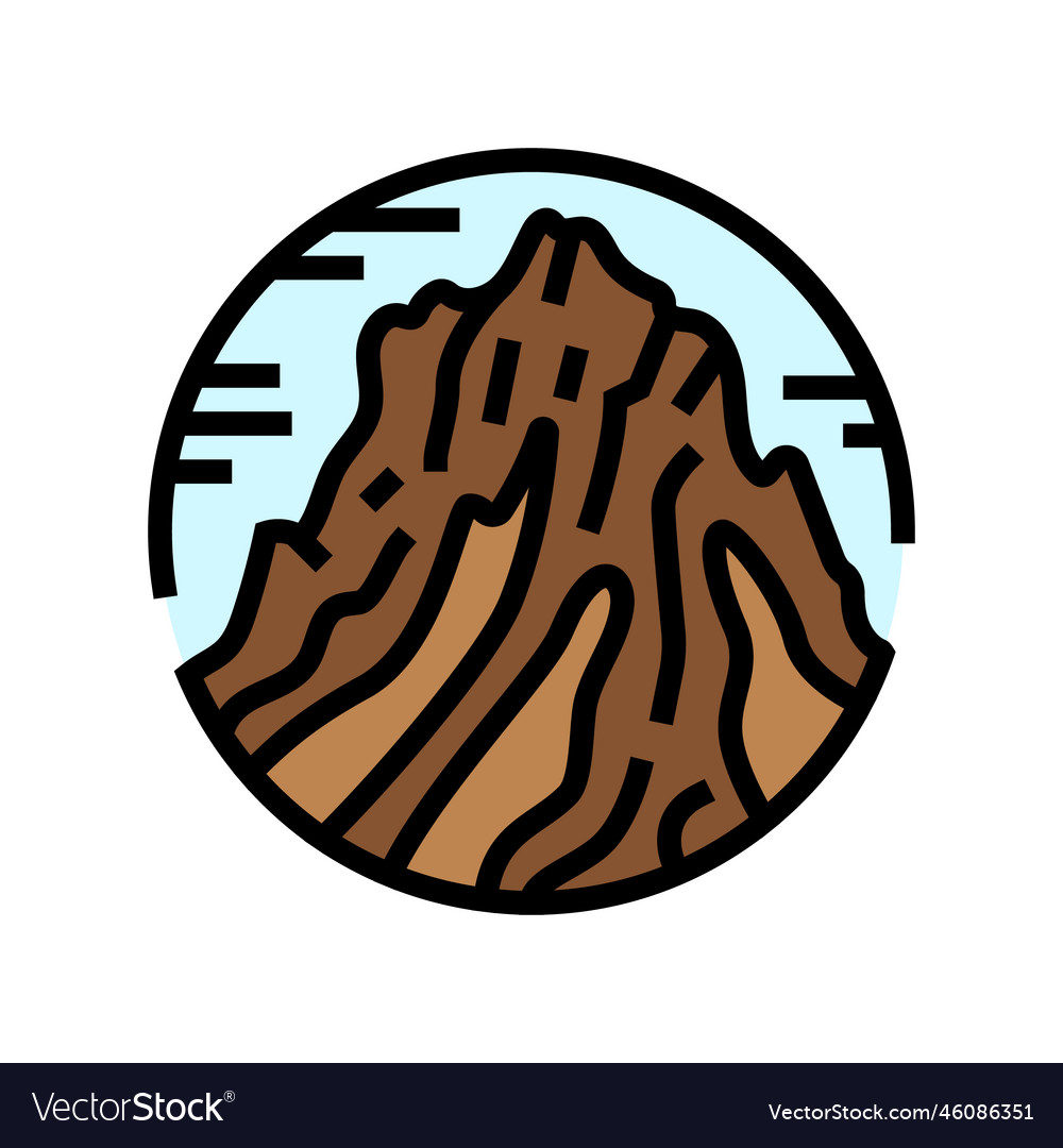 Peak mountain landscape color icon