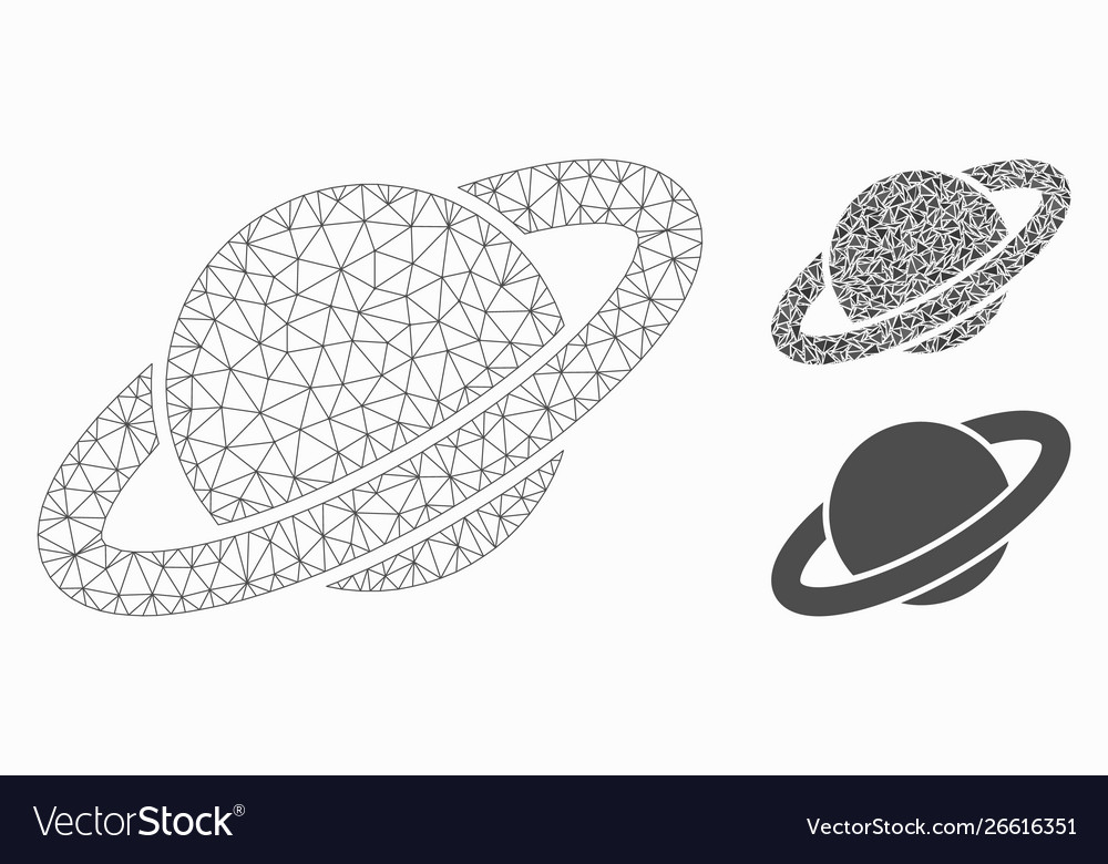 Planet saturn mesh 2d model and triangle vector image Planet saturn mesh 2d model and triangle