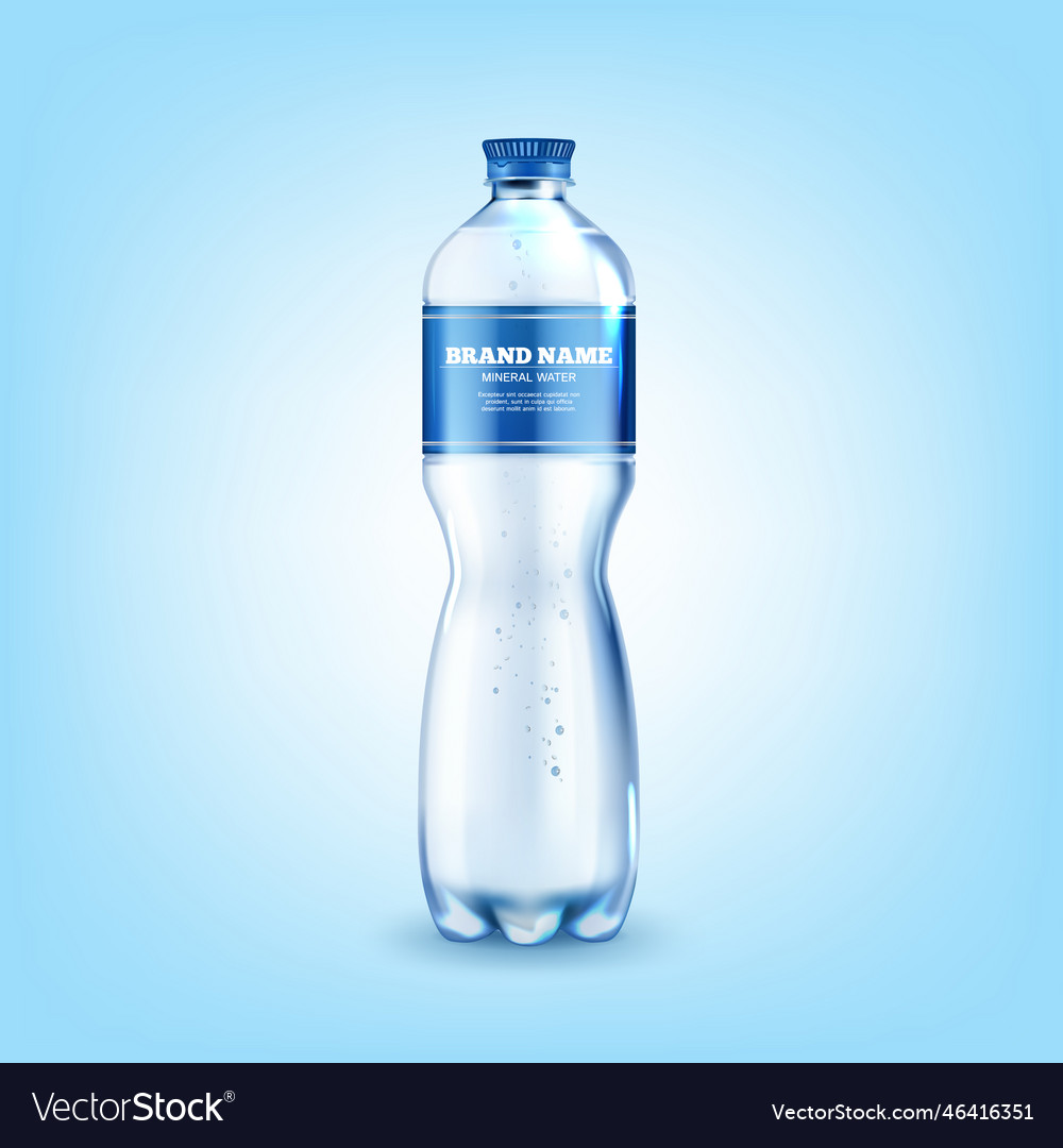 Realistic detailed 3d mineral water plastic bottle