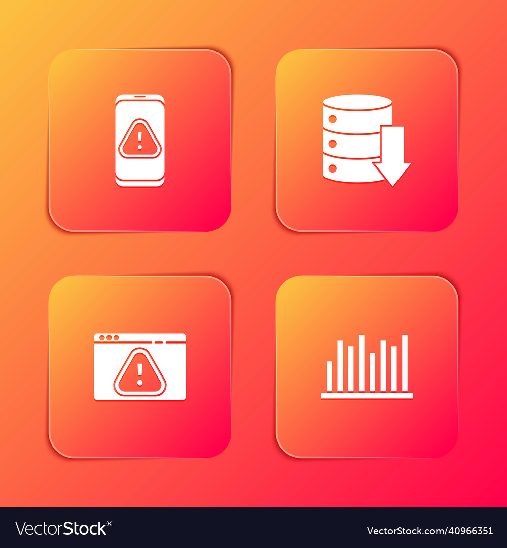Set mobile with exclamation mark server data vector image Set mobile with exclamation mark server data